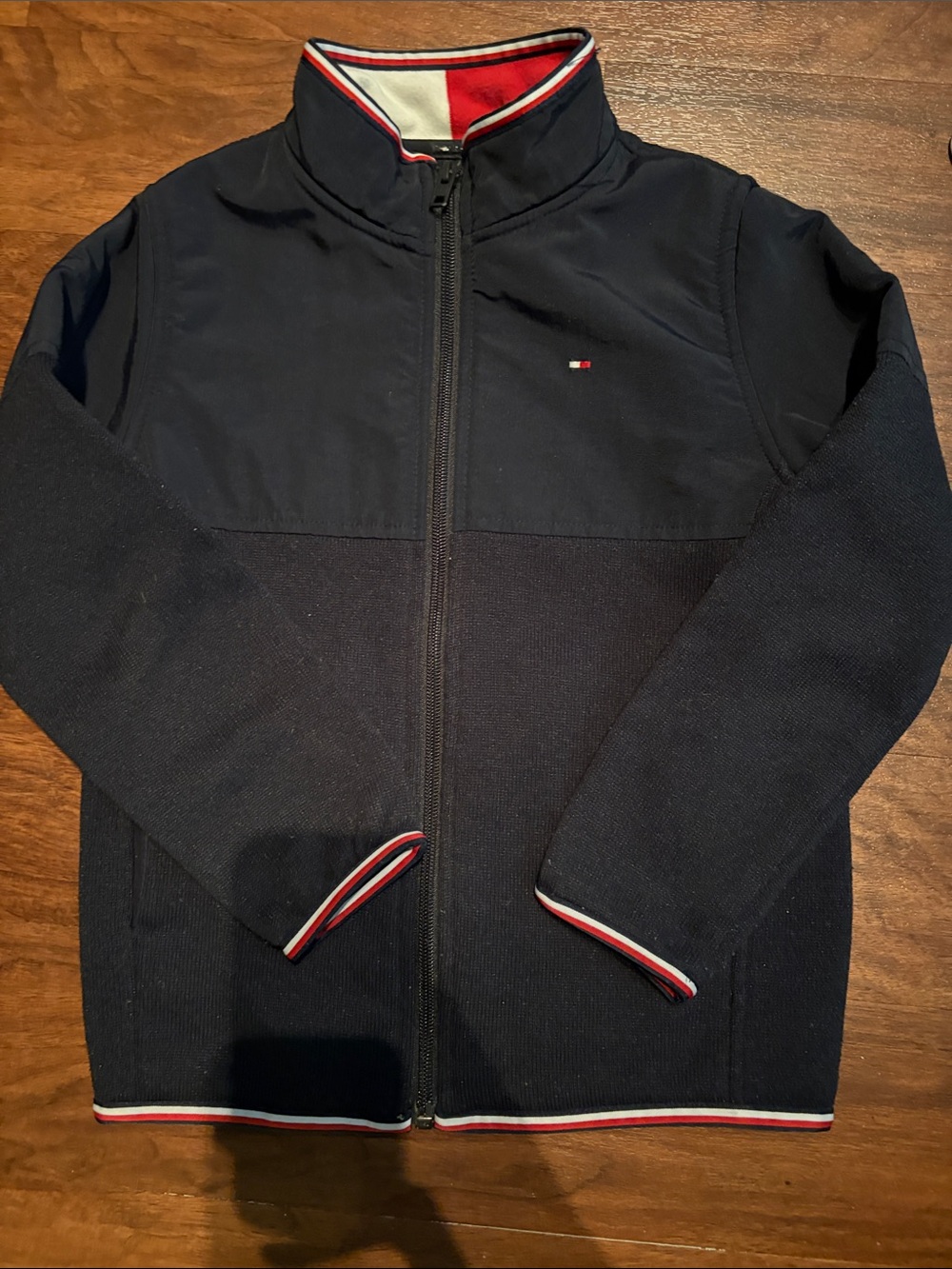 Tommy Hilfiger Navy Full-Zip Jacket with Red & White Trim